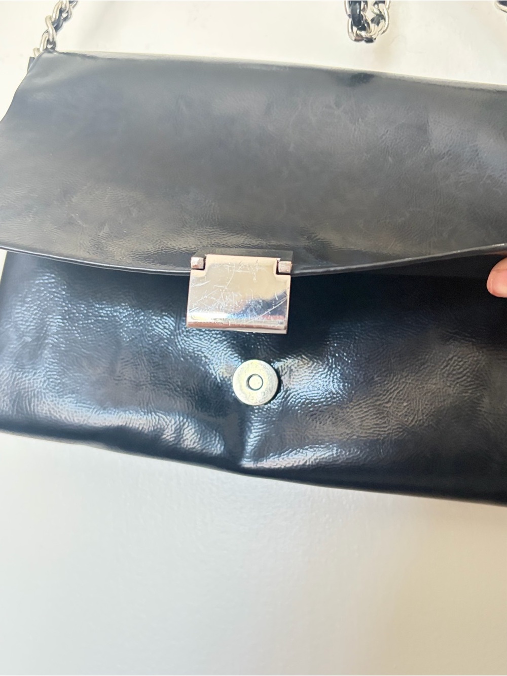 Zara Black Leather Crossbody with Silver Chain - Picture 3 of 5